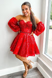 detachable sleeve sky blue lace corset a line short homecoming dresses