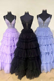 Long Prom Dress With Layered, Princess Appliques Beading Party Dresses GP567