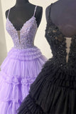 long prom dress with layered princess appliques beading party dresses