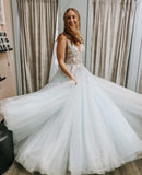floral appliques long prom dresses v neck graduation gown