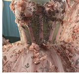 princess sweetheart homecoming dresses with sequin 3d flowers pink sweet 16 dresses