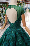 elegant scoop cap sleeves prom dress with appliques military ball gown