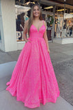Stunning A-Line Long Plus Size Prom Dresses Sequins Formal Dress GP290