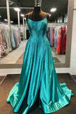 elegant lilac pocket long prom dress with beading slit evening gown