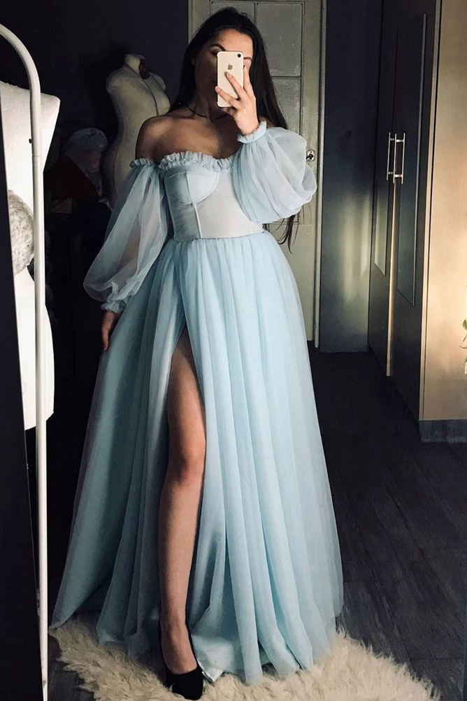 princess off the shoulder burundy tulle formal dress