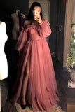 princess off the shoulder burundy tulle formal dress
