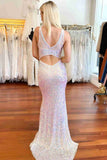 illusion crew neck beded white long prom dress