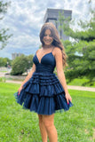 shiny princess tiered tulle short homecoming dresses cute sweet 16 dresses