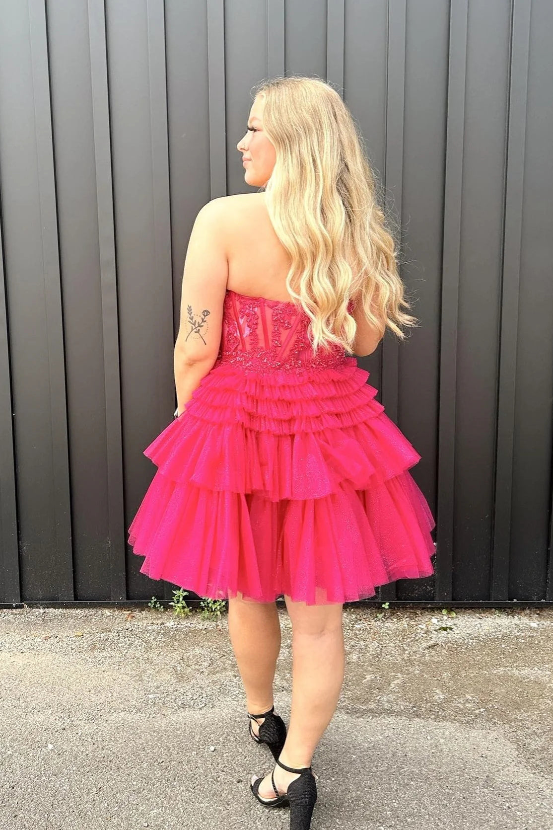 charm a line lace appliques tulle layered homecoming dress lavender short prom gown