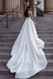 gorgeous beaded straps a line chapel train wedding dresses sparkly backless wedding dress