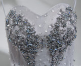 grey cute sweet 16 gown spaghetti straps beaded short mini party dress