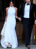 Elegant Halter Sheath Simple Sleeveless Wedding Dresses PW75