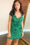 red sequins tight mini homecoming dress
