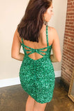 red sequins tight mini homecoming dress