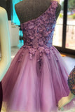 one shoulder light sky blue a line sequin applique short homecoming dresses