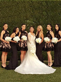halter a line black lace appliques open back short mini bridesmaid dresses