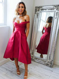 off shoulder high low short prom dress with pockets