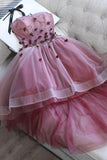 high low applique strapless prom party dress tutu skirt sweet 16 dress