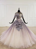 Sparkly ball gown ombre prom dresses with appliques quinceanera gown mg255