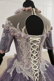 Sparkly ball gown ombre prom dresses with appliques quinceanera gown mg255