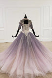 Sparkly ball gown ombre prom dresses with appliques quinceanera gown mg255