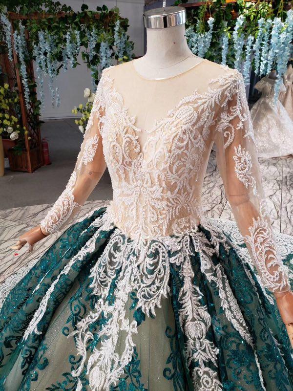 long sleeve appliques beading quinceanera dresses ball gown vintage wedding dress