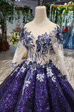 Sparkly Long Sleeve Ball Gown Sequins Ombre Quinceanera Dresses With Appliques MP186