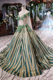 luxurious sequins beaded long sleeves ball gown quinceanera gown