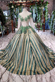 luxurious sequins beaded long sleeves ball gown quinceanera gown