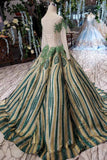 luxurious sequins beaded long sleeves ball gown quinceanera gown