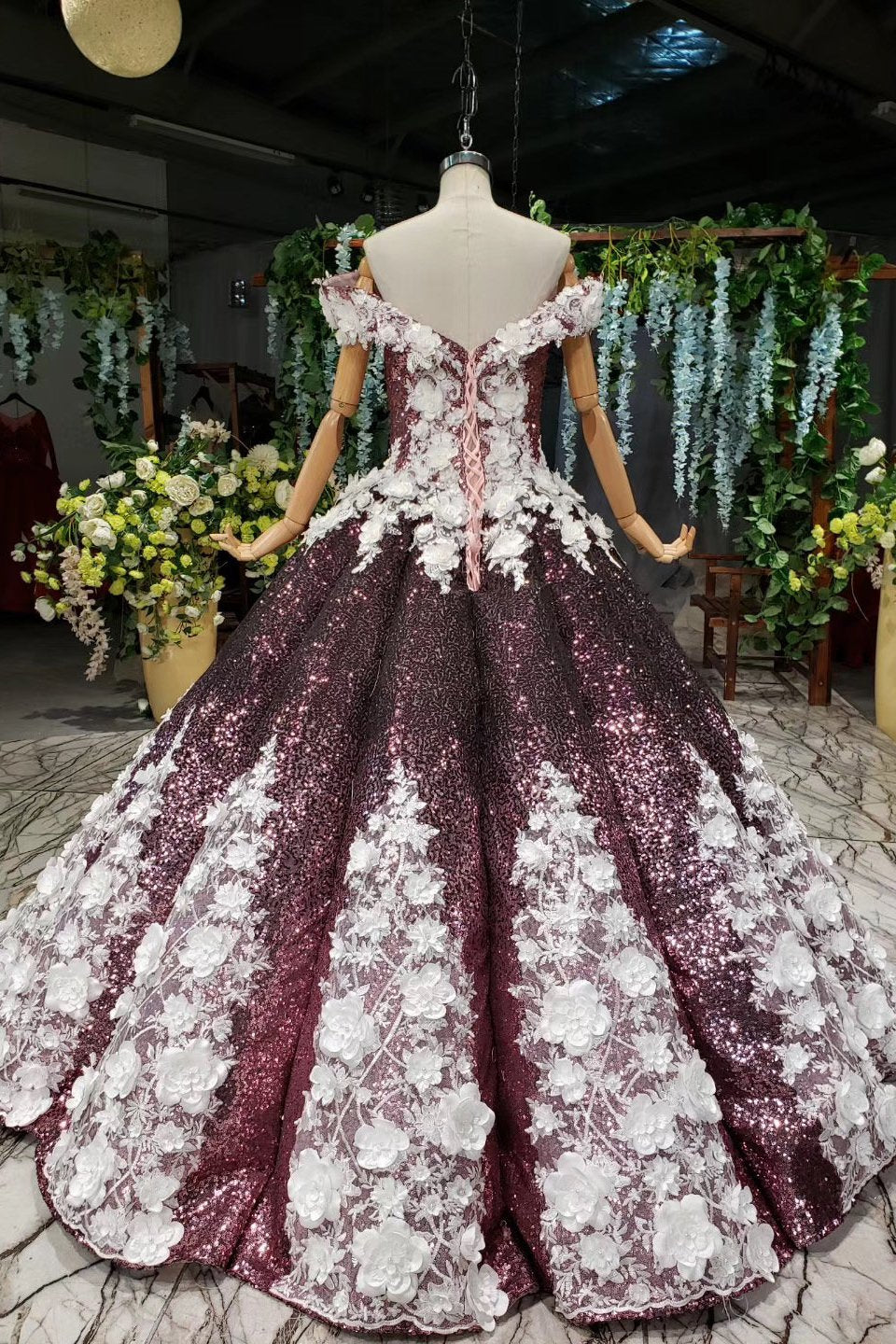 Off-Shoulder Quinceanera Dresses Prom Dresses Ball Gown With 3D Appliques MP91