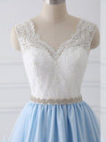 straps a line v back lace beading waist long prom dress with ribbon