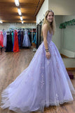 lavender tulle lace appliques long prom dress stunning long graduation dress