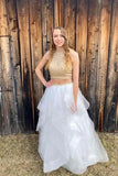 two pieces long zipper back lace princess prom dresses gjs251