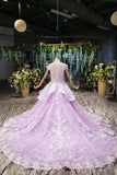 Lilac Quinceanera Dresses Ball Gown Vintage Wedding Dress With Appliques Beading MG126
