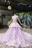 Lilac quinceanera dresses ball gown vintage wedding dress with appliques beading mg126