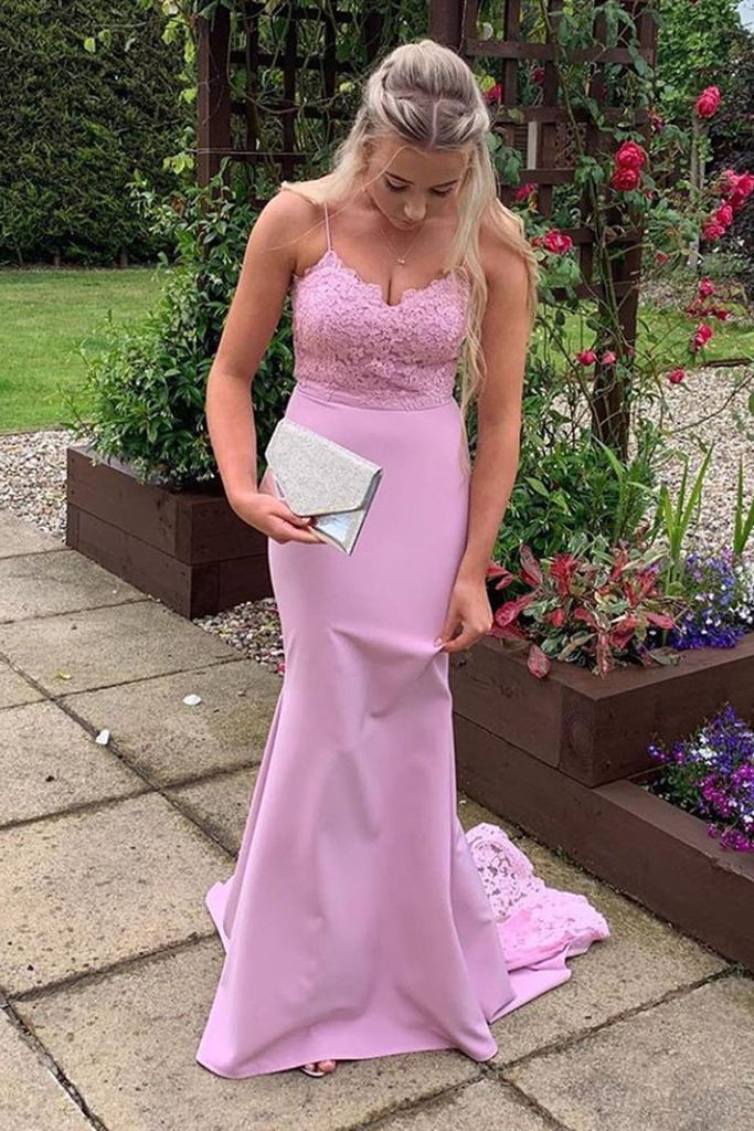 mermaid light purple prom dresses with lace train long pageant party dress