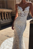 mermaid spaghetti straps backless lace wedding dresses lace bridal gowns
