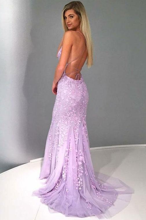 mermaid backless light sky blue prom dress tulle spaghetti appliques evening gown