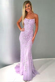 mermaid backless light sky blue prom dress tulle spaghetti appliques evening gown