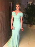 mermaid prom dresses mint green v neck off the shoulder party dress