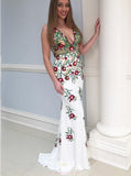 Mermaid Backless Prom Dress With Appliques, Backless Evening Gown GP46
