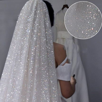 3m long sparkly wedding veil brial veil cathedral train wv2