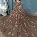 Vintage Sheer Neck Ball Gown Prom Dress, Long Sleeves Evening Dress MG283