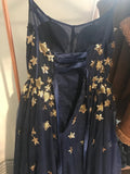 classic spaghetti straps party dress sparkly a line starry night short prom dress