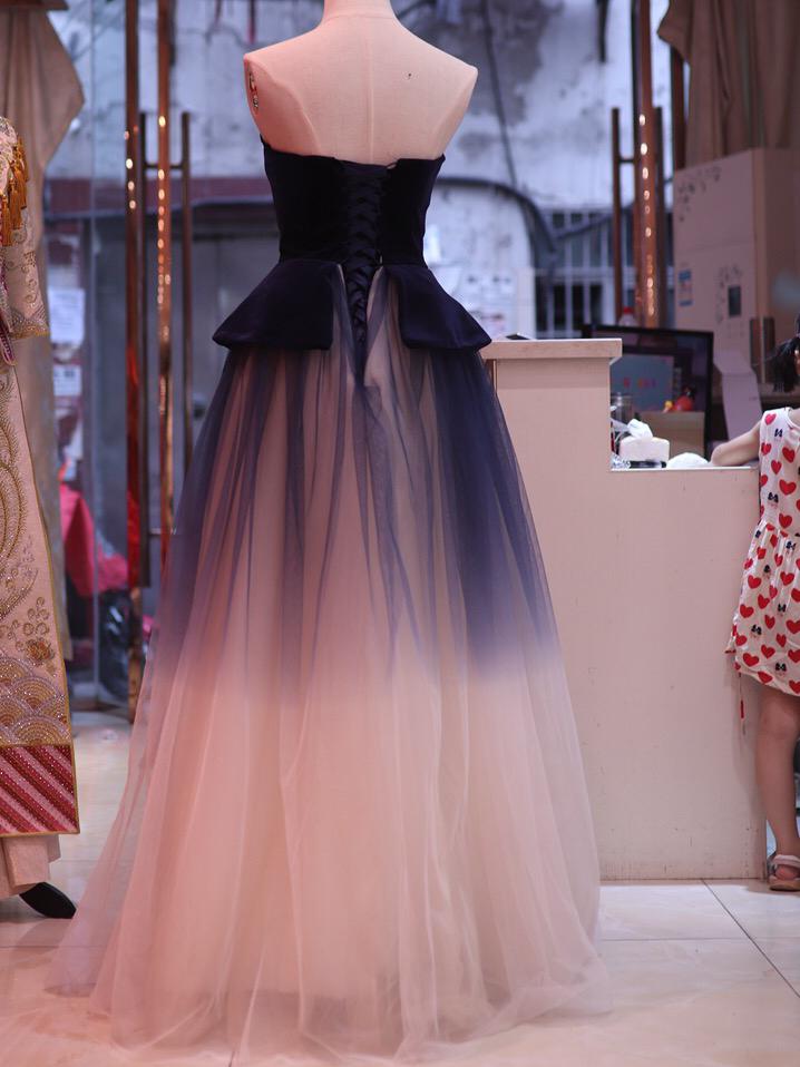spaghetti straps ombre prom dresses plunging long evening gowns