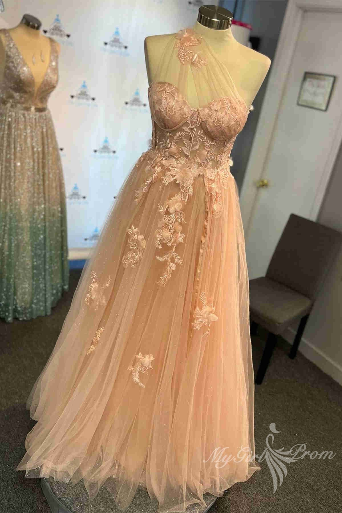 one shoulder lavender prom dresses with appliques tulle graduation dresses with split