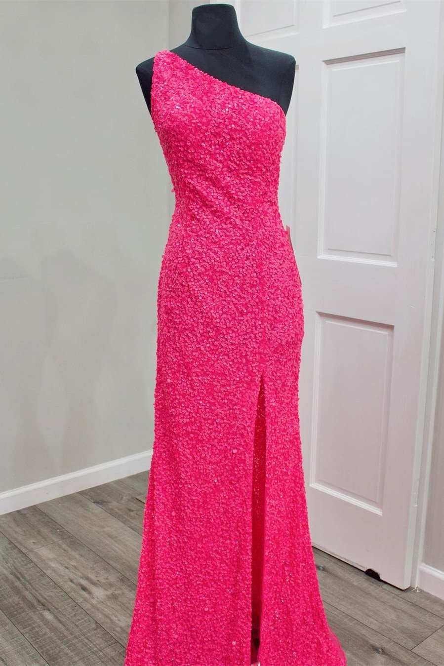 glitters one shoulder sequins mermaid prom dresses sparkly evening gown