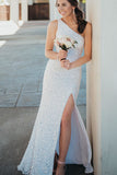 glitters one shoulder sequins mermaid prom dresses sparkly evening gown