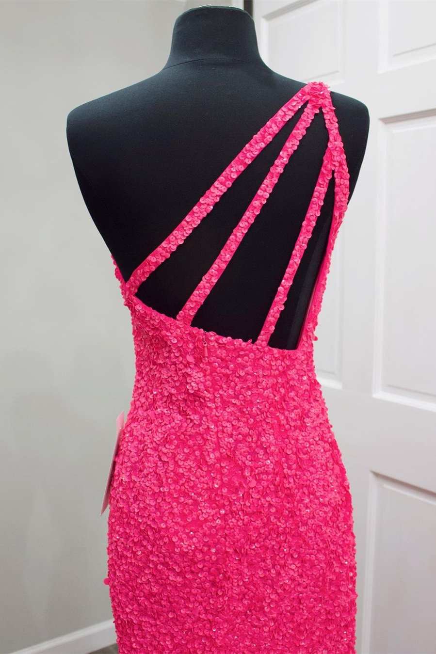 glitters one shoulder sequins mermaid prom dresses sparkly evening gown